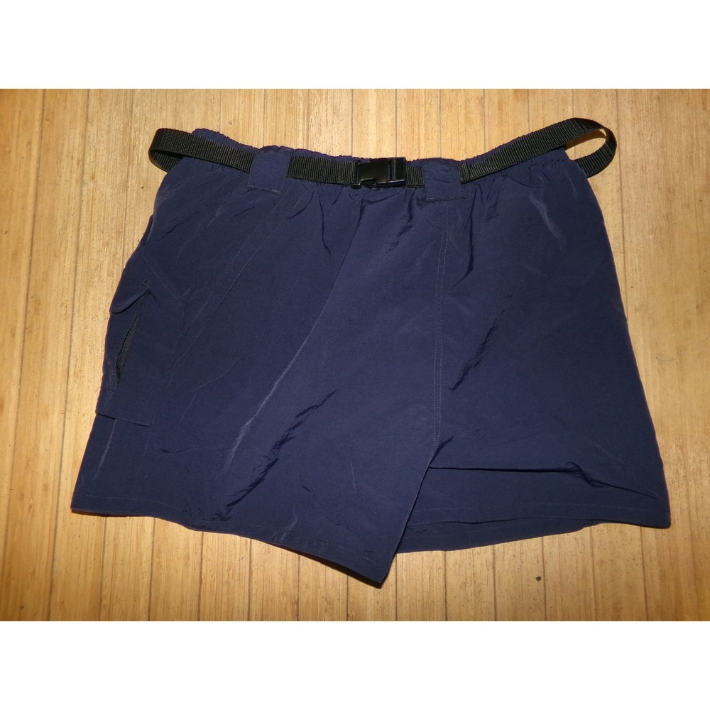 Bill Blass Menswear Navy Nylon Belted Cargo Shorts Vintage Hiking Utility Large